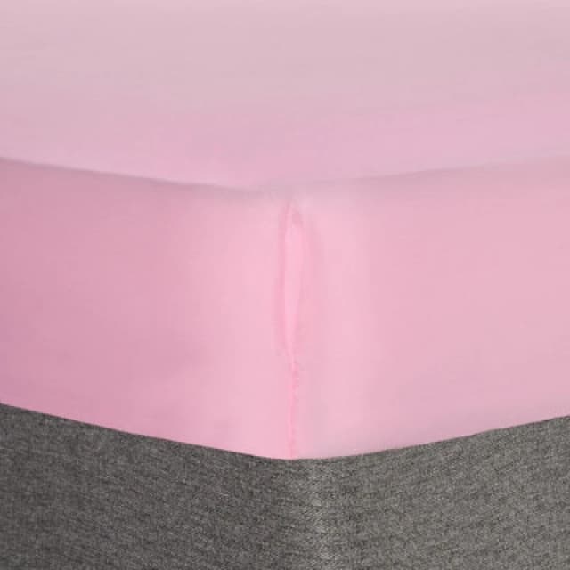 OHS OHS Plain Dyed Non-Iron Fitted Bed Sheet in Pink Size: Single Fitted Pink Single Fitted Unisex 5027434190393