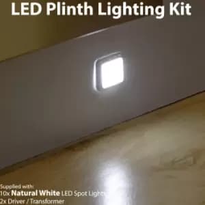 Square LED Plinth Light Kit 10 NATURAL White Spotlights Kitchen Bathroom Panel