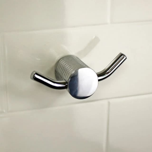Showerdrape Vitality Chrome Stainless Steel Wall Mounted Double Robe Hook Silver