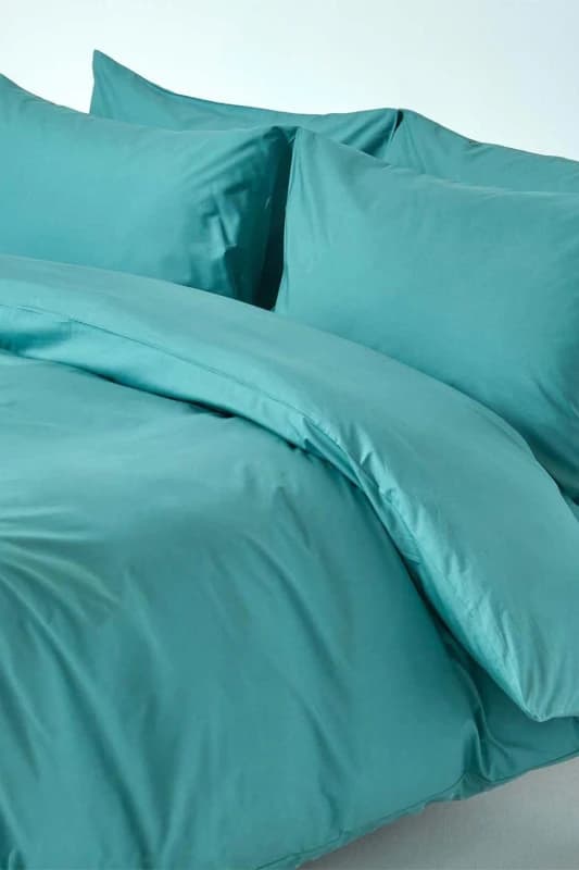 Homescapes Teal Egyptian Cotton Duvet Cover With Pillowcases 200 Tc, Super King