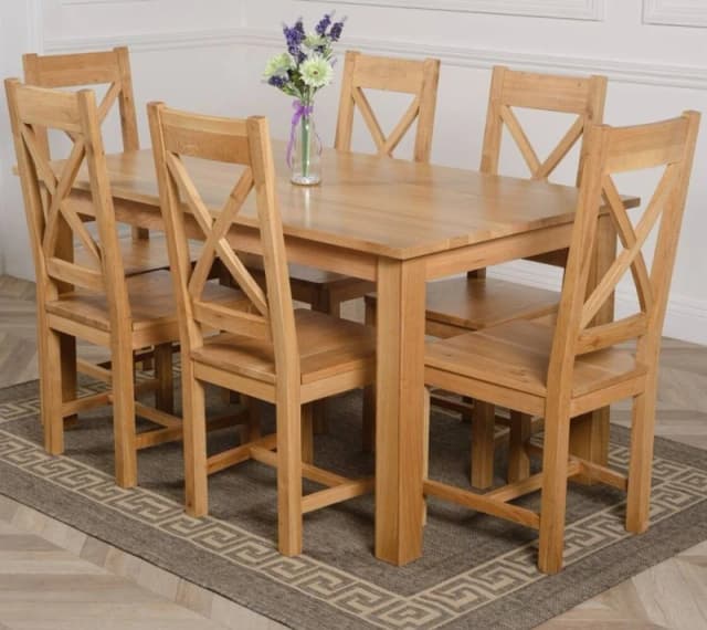 Thats Furniture Oslo 150 x 90cm Medium Oak Dining Table & 6 Berkeley Chairs in Brown Brown Unisex 150 x 90 cm