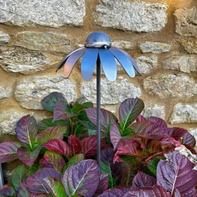 Poppy Forge 1 Feet Cone Flower Plant Pin (Pack Of 3) - Bare Metal/ready To Rust