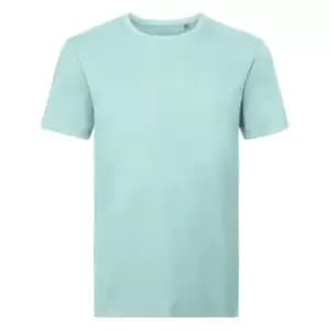 Russell Mens Organic Short-Sleeved T-Shirt (L) (Aqua Blue)