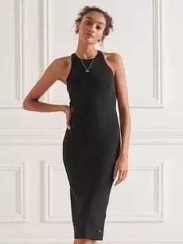Superdry Knit Racer Dress - Black, Size 14, Women