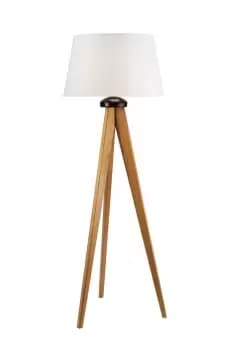 Aida Floor Lamp With Fabric Shade Oak Rustic, 1x E27