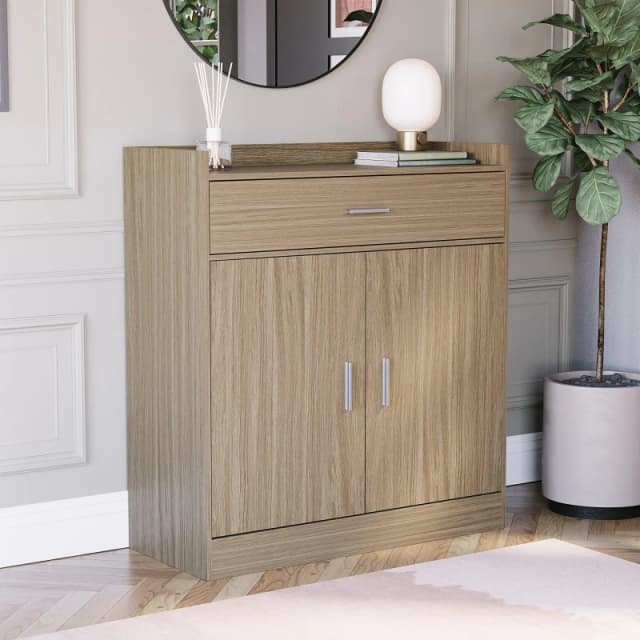 Lassic Vida Designs Dalby 2 Door 1 Drawer Shoe Cabinet Oak unisex One Size