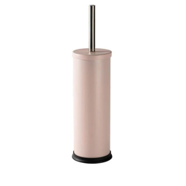 Harbour Housewares Toilet Brush & Holder - Matt Pink - Round Stainless Steel Non Slip Rust Resistant Toilet Cleaning Brush Set