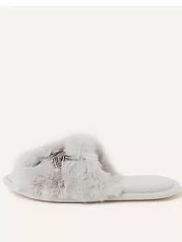 Accessorize Planet Furry Mule, Grey Size M Women