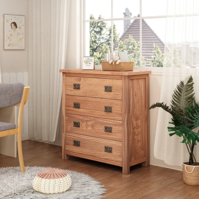 Cabinet Bits Padua 4 Drawer Chest of Drawers Bras Drop Handle in Brown Brown Unisex