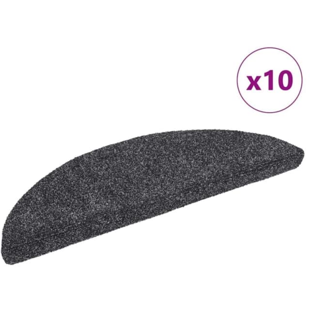 VIDAXL Self-adhesive Stair Mats 10 pcs Dark Grey 56x17x3cm Needle Punch Vidaxl 8720286327838