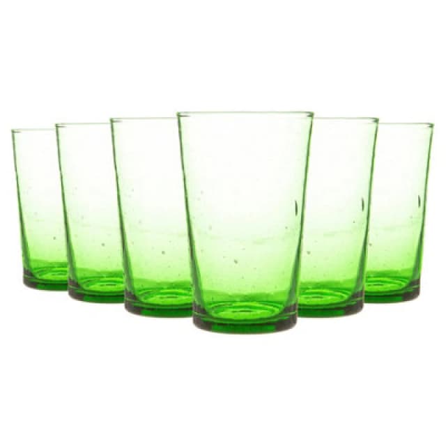 Nicola Spring Meknes Recycled Highball Glasses - 325ml - Pack of 6 Green