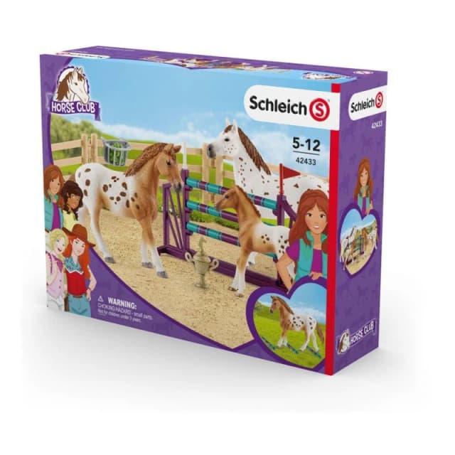 Figurine: Schleich Horse Club Lisa's Tournament Training Toy Playset, 5 to 12 Years, Multi-colour (42433) Multi
