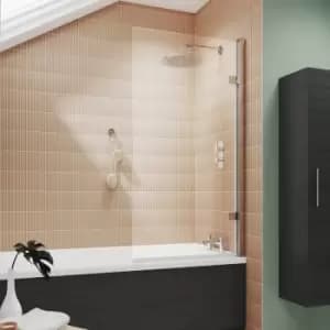 Nuie Pacific Chrome Square Hinged Bath Screen 1520mm H x 830mm W - 8mm Glass