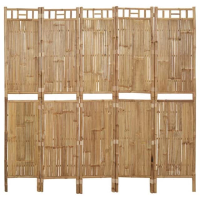 VIDAXL 5-Panel Room Divider Bamboo 200x180cm vidaXL 8720286943069