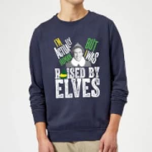 Elf Raised By Elves Christmas Sweatshirt - Navy - 3XL