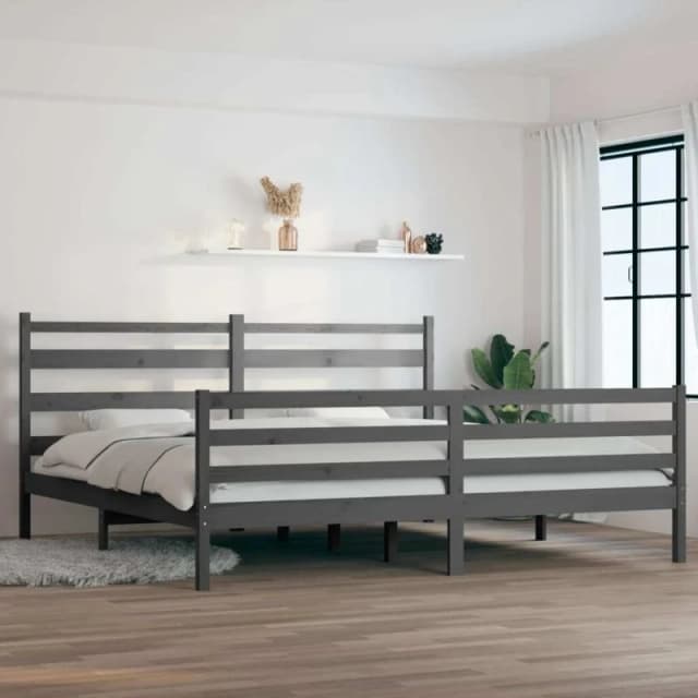 VIDAXL Bed Frame without Mattress Solid Wood Pine 200x200cm Grey Vidaxl 8720287024859