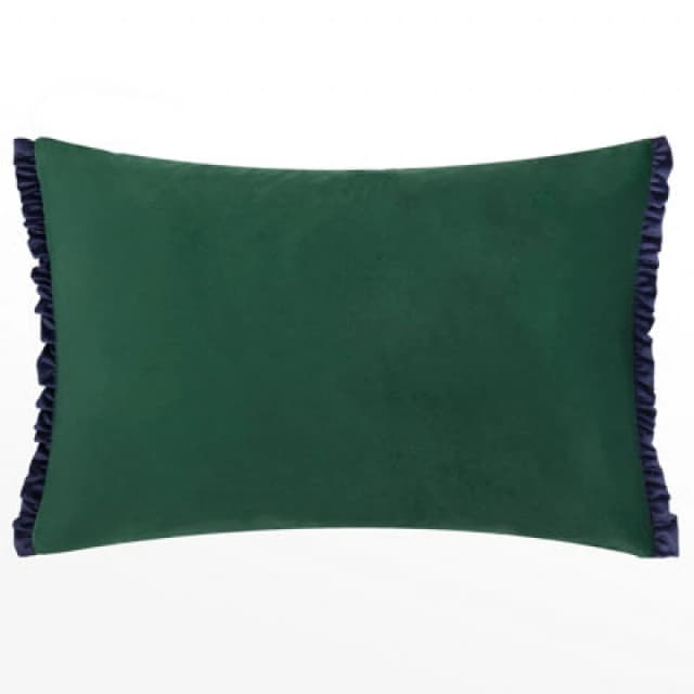 Wylder Tilly Velvet Frill Reversible Cushion in Bottle Green Size: 40cm x 60cm Bottle Green Unisex 40cm x 60 cm