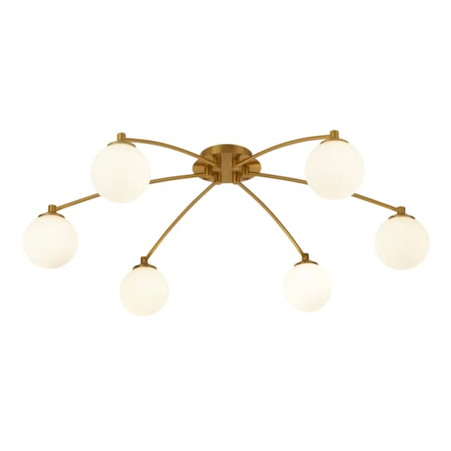 SO'HOME Opal and Brass 6 Light Semi Flush Ceiling Light White ONE SIZE