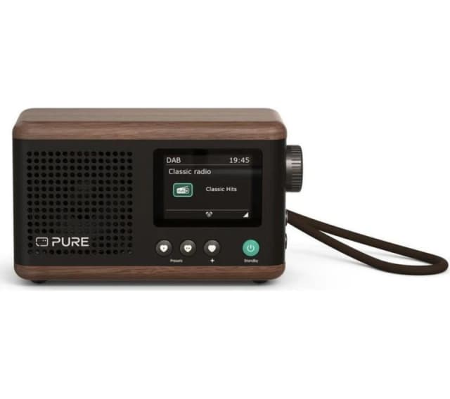 PURE Classic Mini Portable DAB Bluetooth Radio - Walnut & Coffee Black, Brown,Black 759454301699