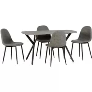 Seconique - Athens Dining Set Concrete Effect with 4 Grey Chairs