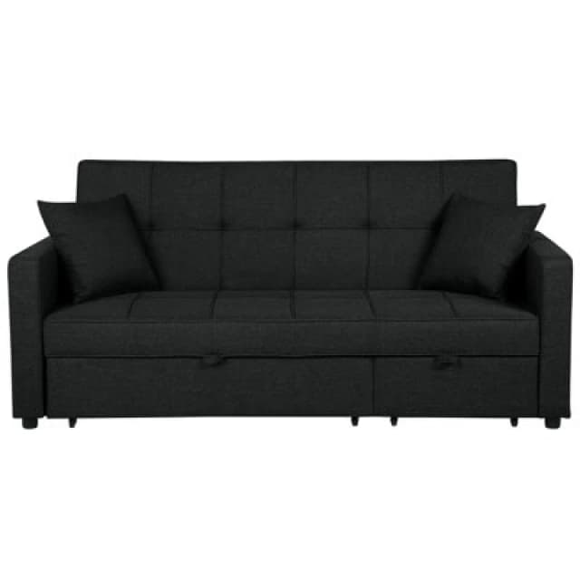 Beliani Sofa Bed 3 Seater Glomma Fabric Black