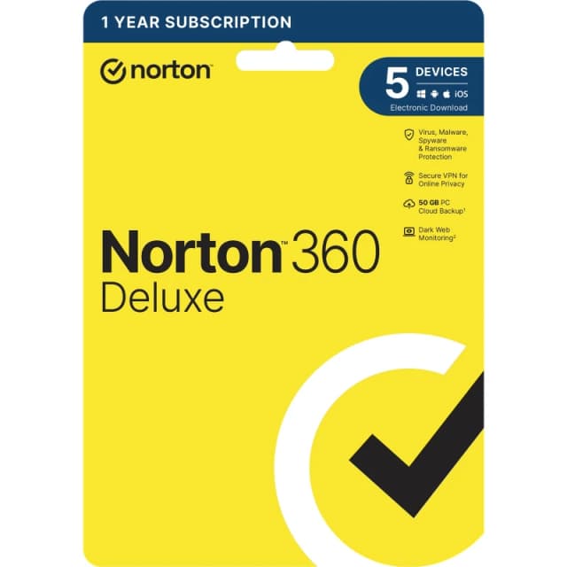 Norton Norton 360 Deluxe, Antivirus Software for 5 Devices, 1-year Subscription SWNOR-21432964