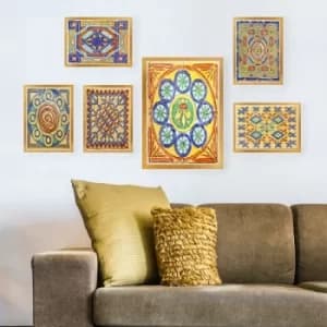 SET_098 Multicolor Decorative Framed Painting (6 Pieces)