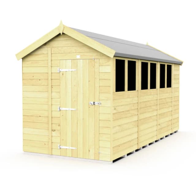 Flat Pack Sheds DIY Sheds 6 x 15 Apex Shed, Brown 6X15AFF
