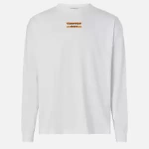 Calvin Klein Jeans Mens Transparent Stripe Logo Long Sleeved T-Shirt - Bright White - M