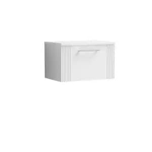 Nuie Deco 600mm Wall Hung Single Drawer Vanity & Sparkling White Laminate Top - Satin White