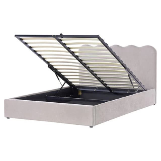 Beliani Ottoman Bed Chenille Nanterre 160 X 200 Cm (Eu King Size) Taupe