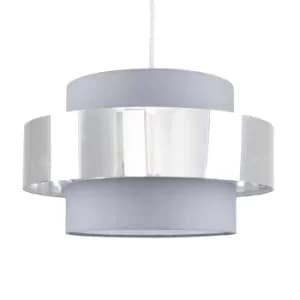 Matildo Halo Pendant Shade in Grey and Chrome