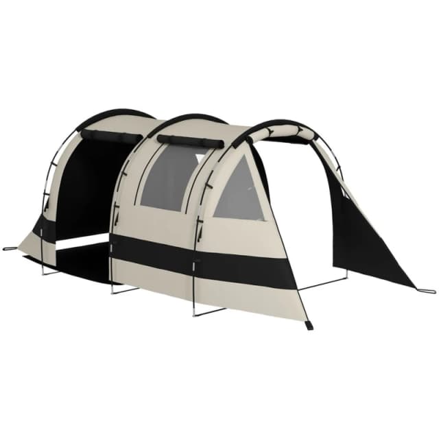 Outsunny Outsunny Blackout Camping Tent with Bedroom & Living Room for 4-5 Person, Khaki - Khaki