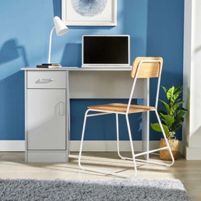 Home Source Tyler 1 Drawer Home Office Computer Storage Desk Grey