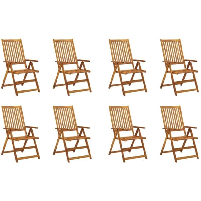 VIDAXL Folding Garden Chairs 8 pcs Solid Acacia Wood Vidaxl 8720286460351