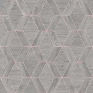 Rasch Geo Grey Wood Effect Smooth Wallpaper
