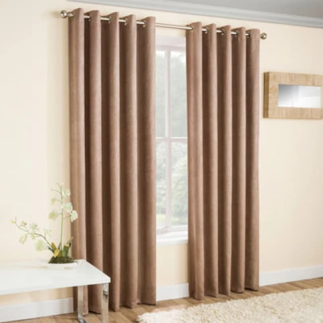 Enhanced Living 'Vogue' Latte Eyelet Thermal Noise Reducing Dim Out Curtains Pair Natural