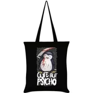 Psycho Penguin Cute But Psycho Tote Bag (One Size) (Black) - Black