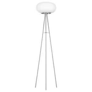 Floor Lamp Light Colour Satin Nickel Shade White Glass Opal Matt Bulb E27 2x60W