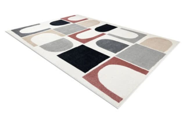 RugsX Carpet Fusion 0213 White / Dark Pink - Geometric, Modern, Abstract 80X150 Cm