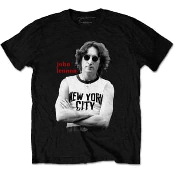 John Lennon - New York City B&W Unisex Large T-Shirt - Black