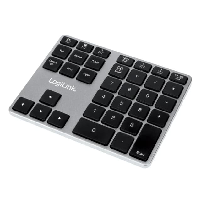 LogiLink ID0187 numeric keypad Universal Bluetooth Aluminium. Black