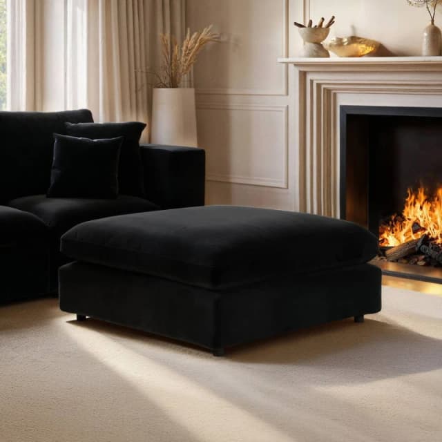 Solace+Co Asher Footstool in Black Unisex