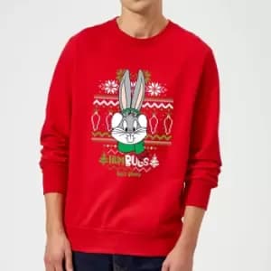 Looney Tunes Bugs Bunny Knit Christmas Jumper - Red - L