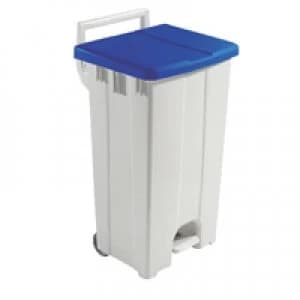 Slingsby Grey 90 Litre Plastic Pedal Bin With Blue Lid 357003
