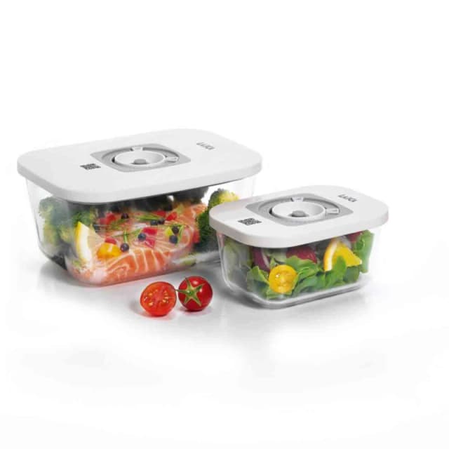 LAICA 2 Vacuum Canisters, Vacuum Storage Container,1L & 2L Black unisex