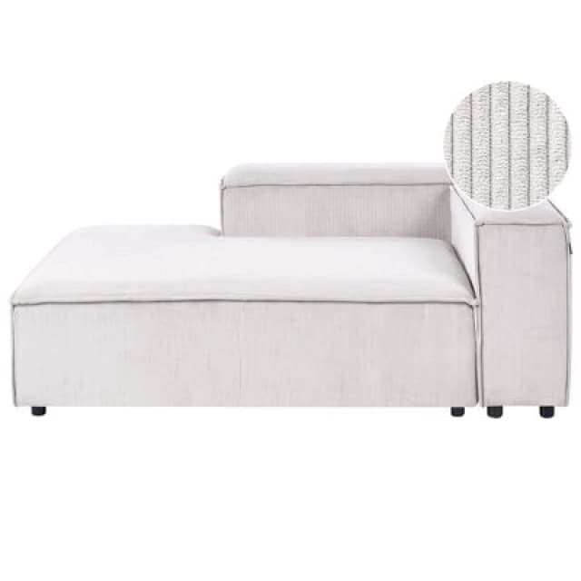 Beliani Chaise Lounge Ardal Corduroy Off-White Right Hand