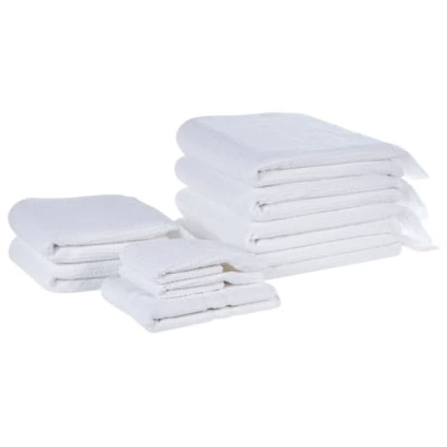 Beliani Set Of 9 Towels Atiu Terry Cotton White