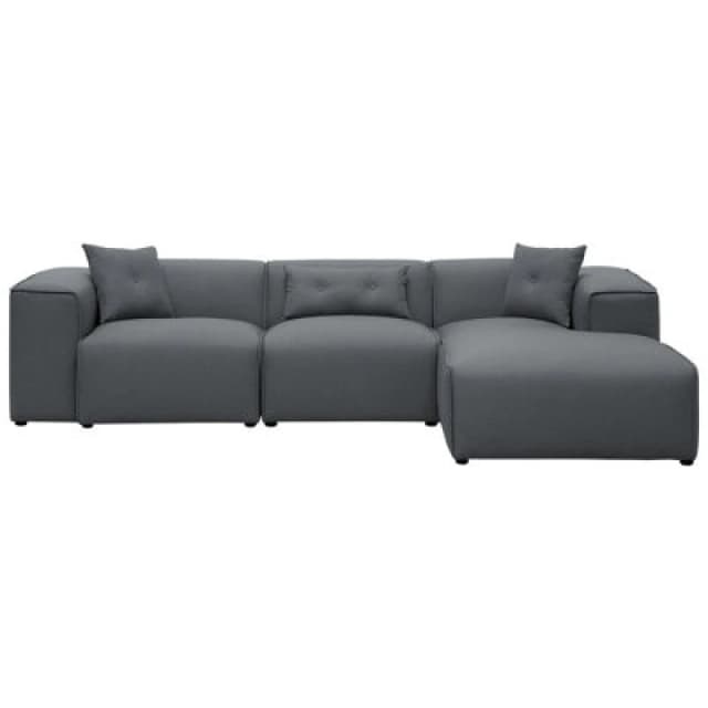 Beliani Corner Sofa 3 Seater Dolva Fabric Dark Grey Left Hand