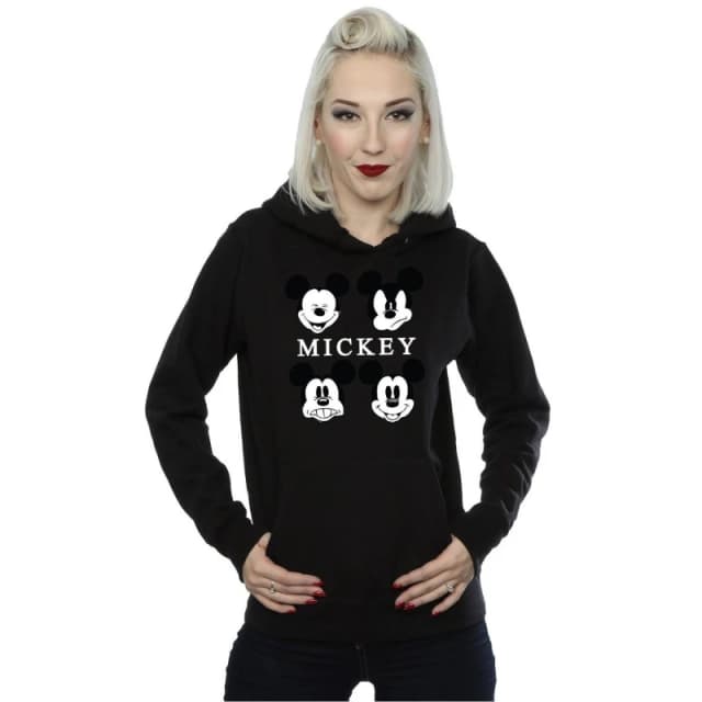 Disney Mickey Mouse Four Heads Hoodie Black female